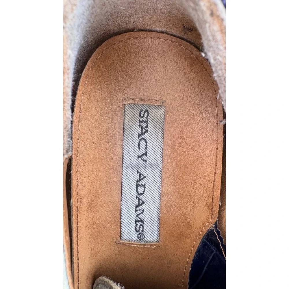 VTG Stacy Adams Mens Cap Toe Oxford Shoes Sz 10M Blue Ostrich Alligator Embossed